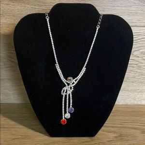 Topaz, Hyacinth, Purple Velvet Rhinestone Necklace